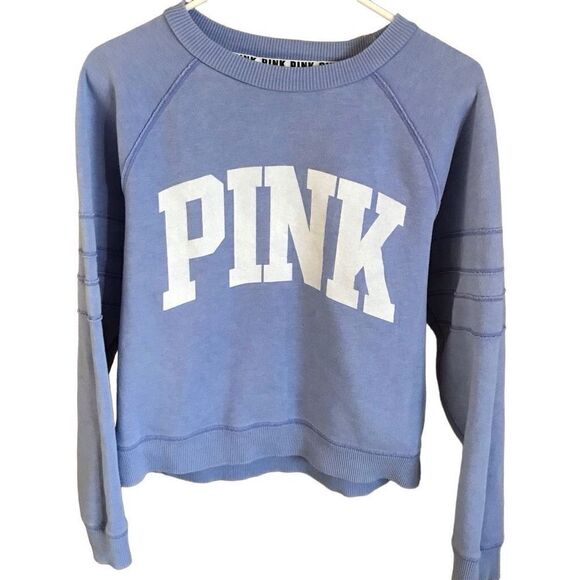 Victoria’s Secret PINK sweatshirt womens SZ Small periwinkle blue pullover - Picture 1 of 6